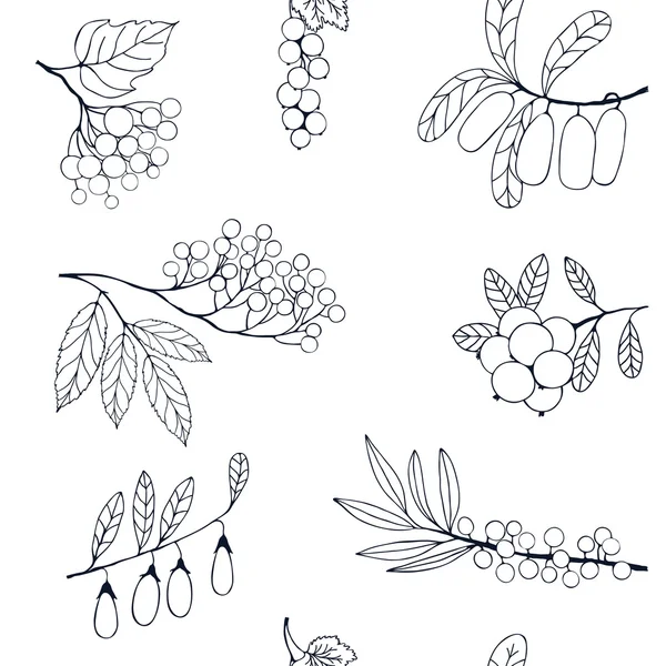 Berries sketch seamless pattern. Vector illustration — Stok Vektör