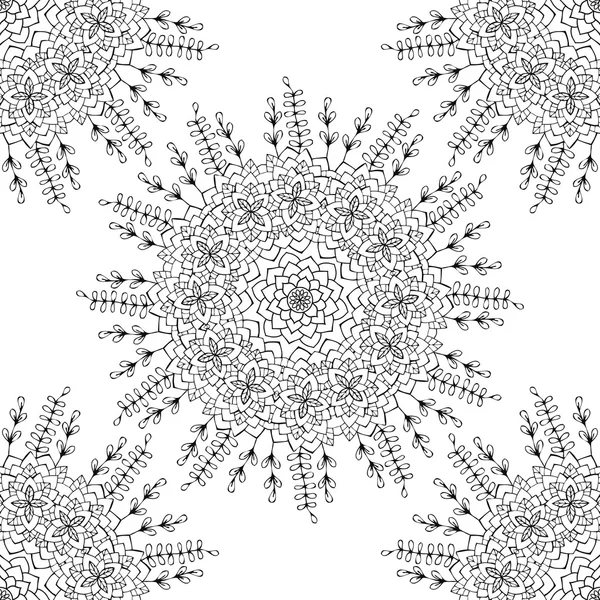 Black and white flower seamless background. Vector illustration
