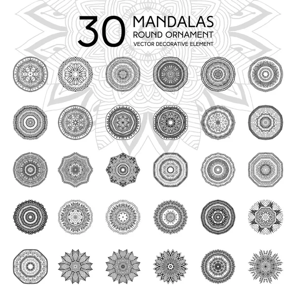 Set van mandala van zwart-witfoto 's Rechtenvrije Stockillustraties