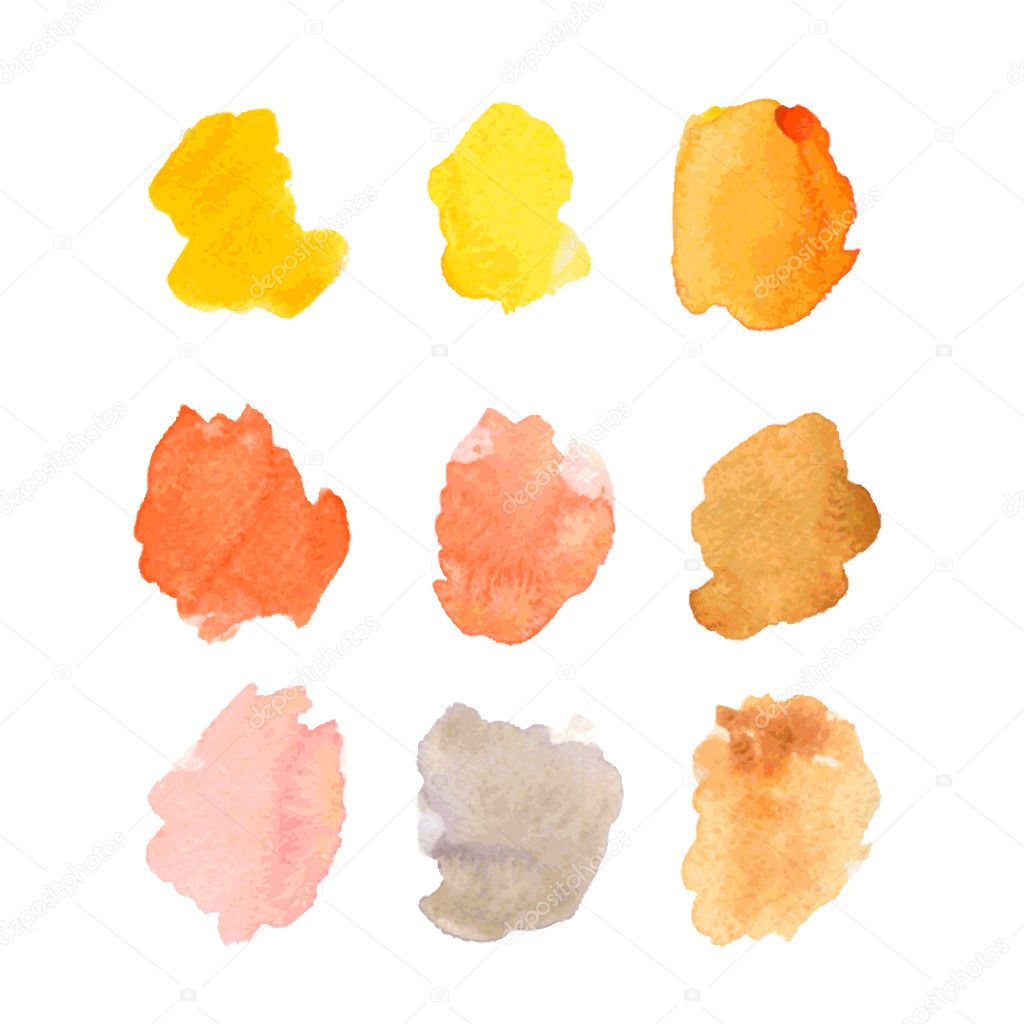 Set of vector watercolor brush strokes on white background