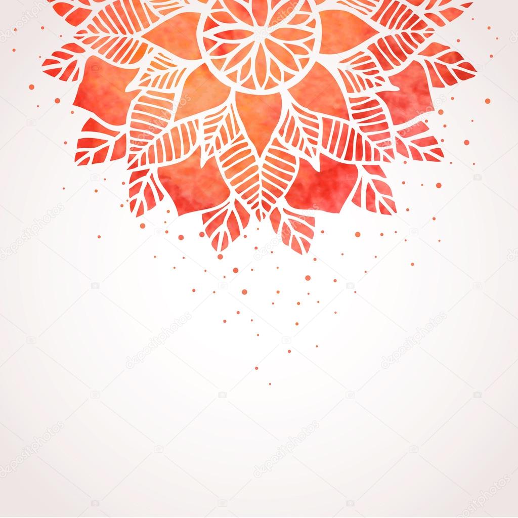 Illustration with watercolor red lace pattern. Vector background