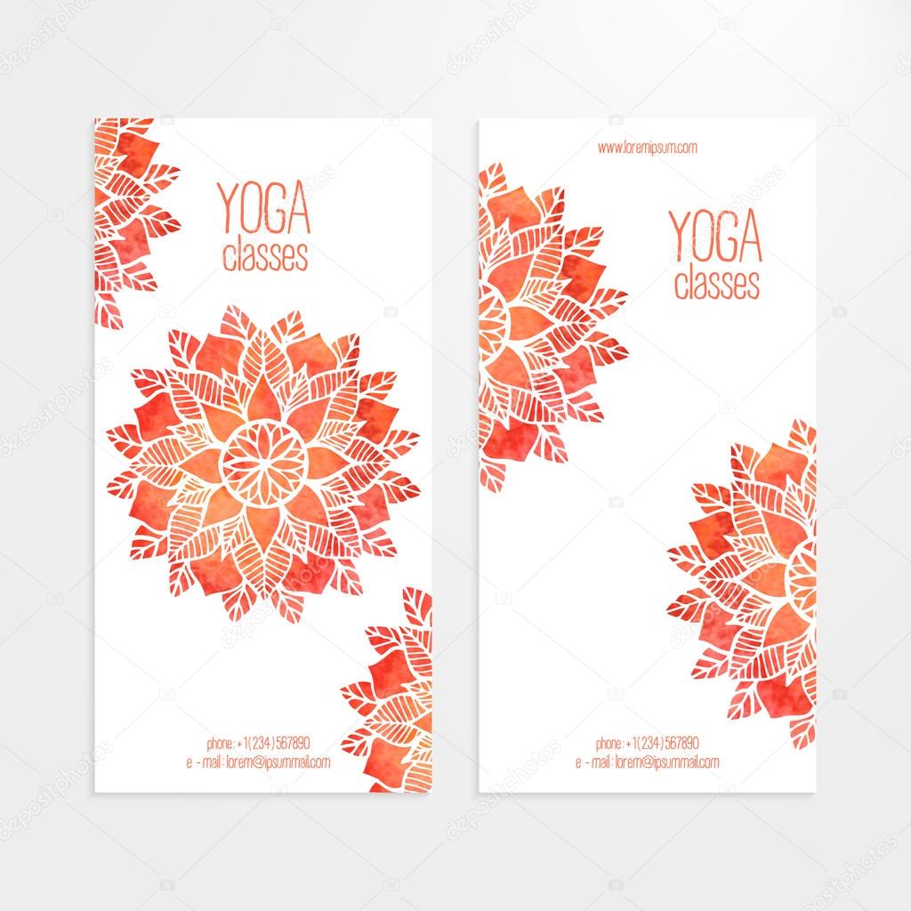 Vector templates of banners with watercolor red flower mandala