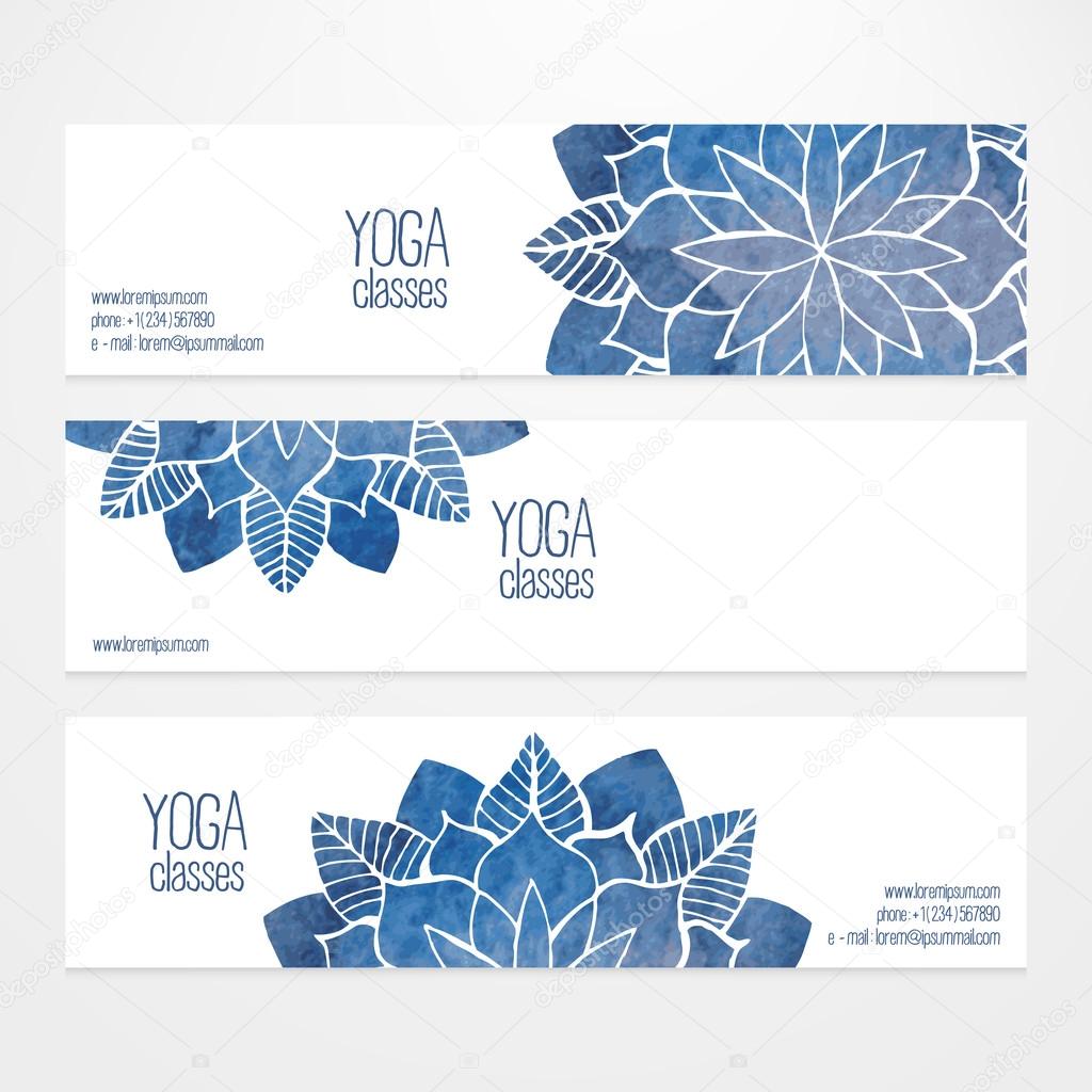  Vector banner templates with watercolor abstract flowers