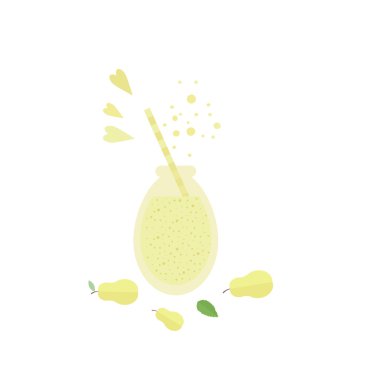 Pear shake smoothie in glass jar on a table