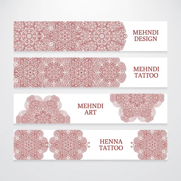 Sada flyer šablon mehndi design — Stockový vektor