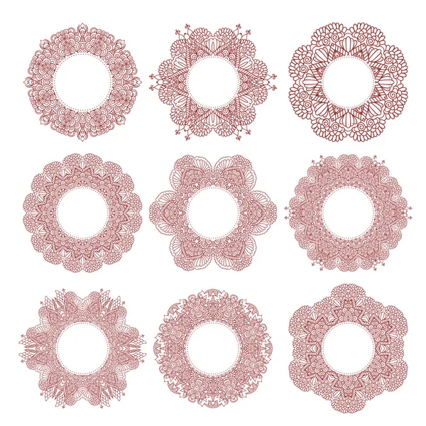 Lace round vintage frames — Stock Vector