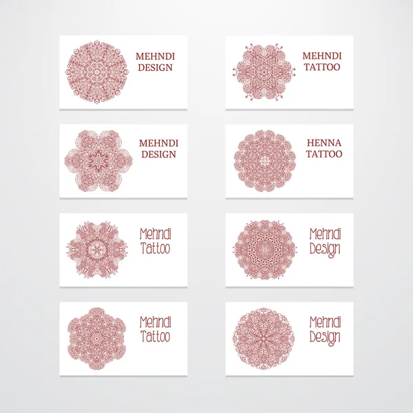 Set of business card templates mehndi design — 图库矢量图片