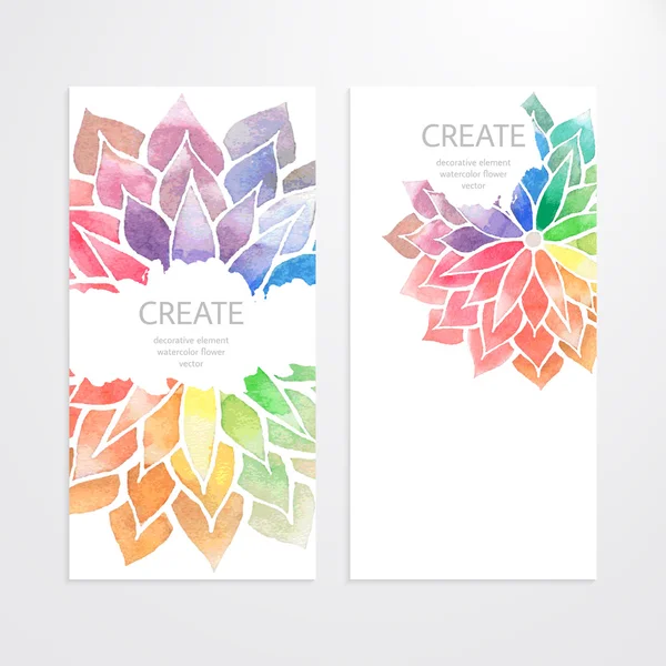 Flores acuarela arco iris. Banners, flyers, folletos — Vector de stock