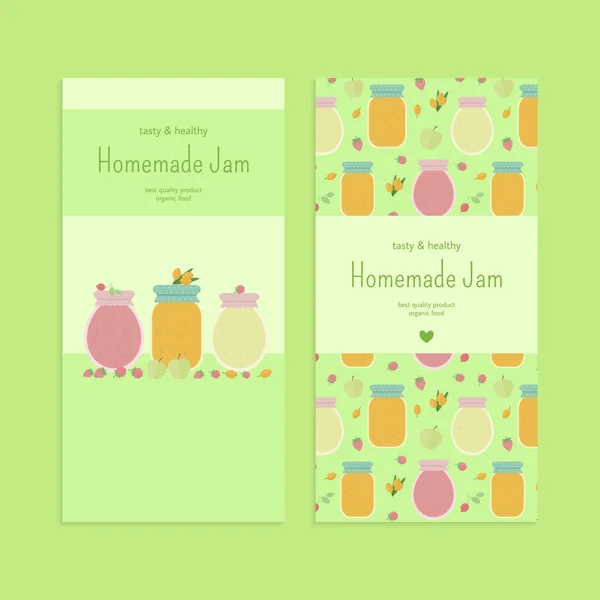 Set of flyer templates with fruit jam — Stock Vector