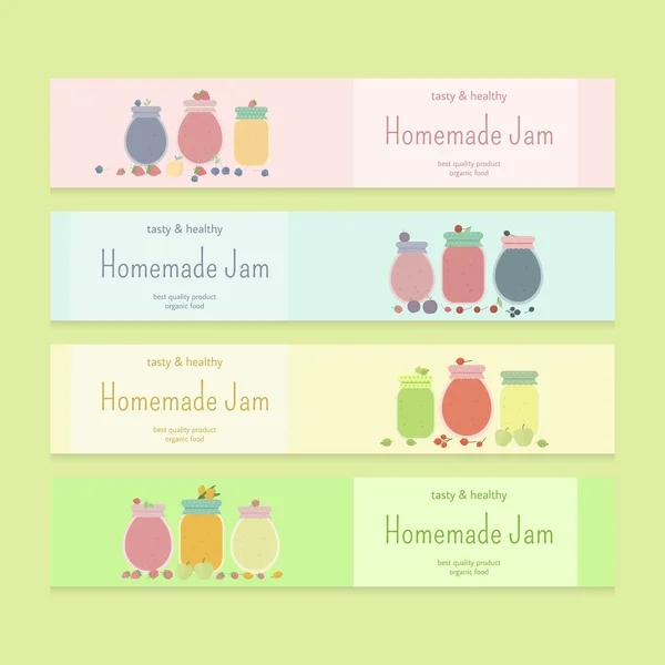 Set of flyer templates with fruit jam — Stock Vector