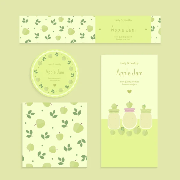 Zelfgemaakte apple jam set — Stockvector