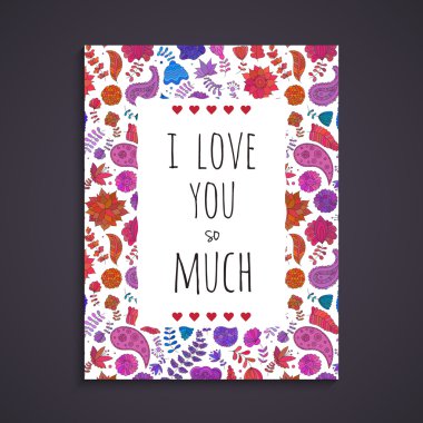 Doodle çiçek tebrik kartı şablonu