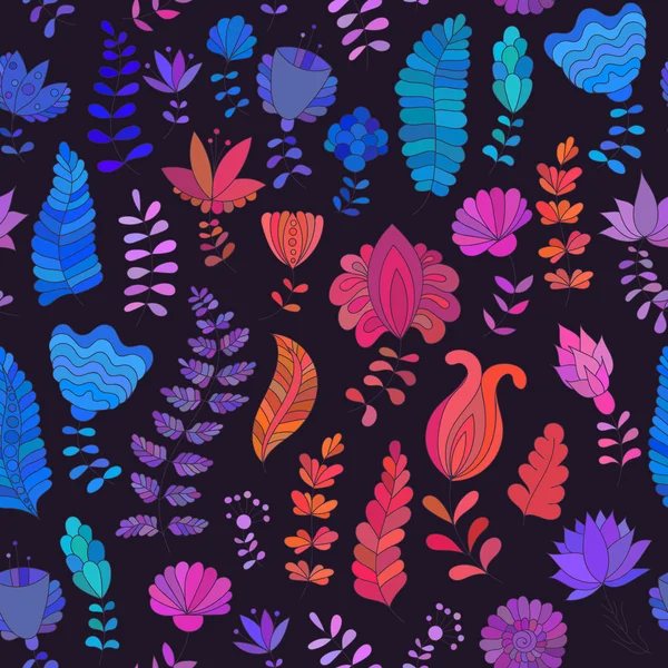 Απρόσκοπτη μοτίβο με λουλούδια doodle — Διανυσματικό Αρχείο