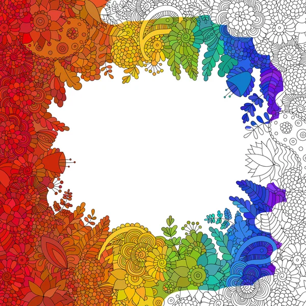 Rainbow flower doodle pattern — Vector de stock