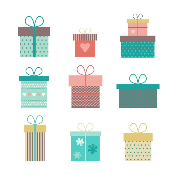 Vector set flat gift icons isolated — Stock Vector