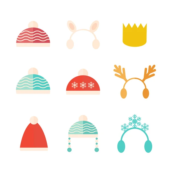 Chapeaux de Noël carnaval vector ensemble isolé — Image vectorielle