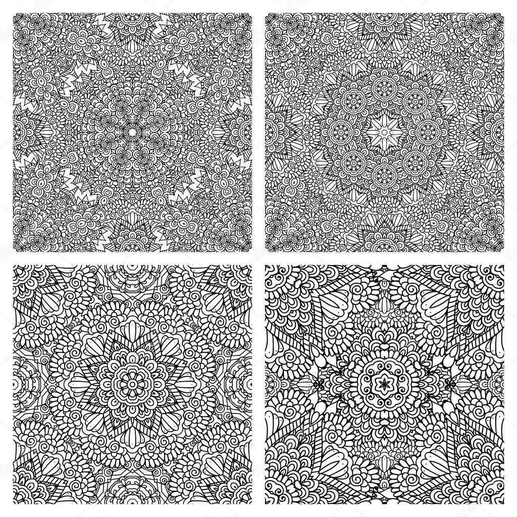 Black and white abstract seamless patterns