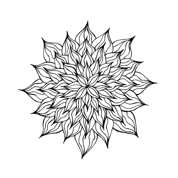 Zentangle preto e branco flor — Vetor de Stock