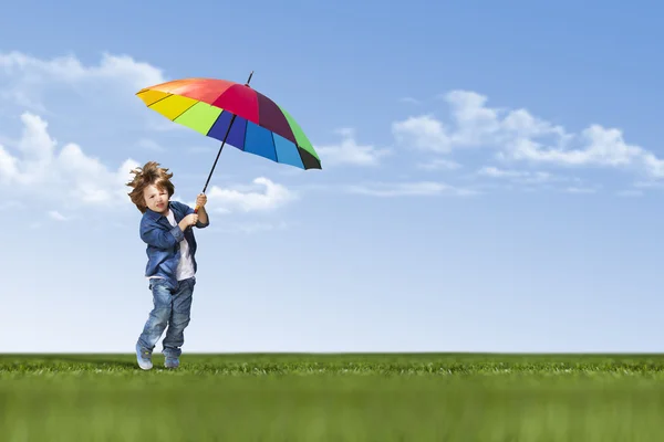 Boy and umbrella — Stock Photo, Image