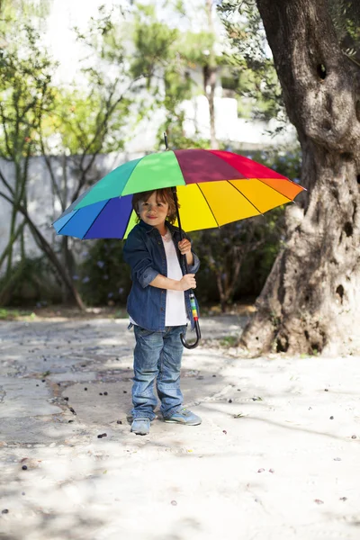 Boy and umbrella — Stock Photo, Image