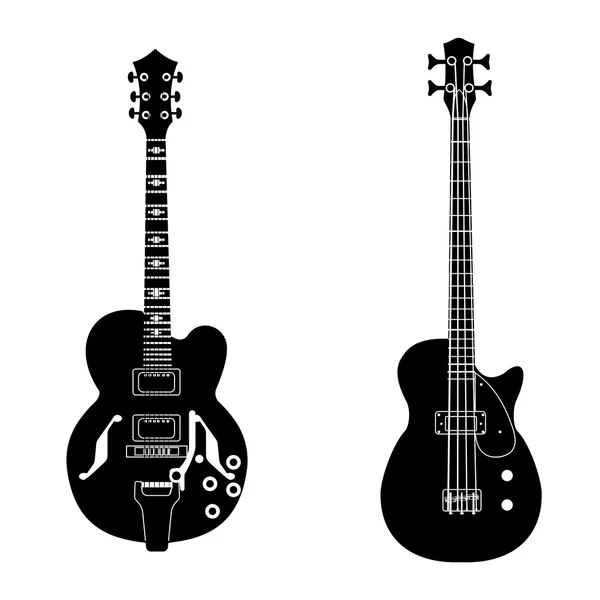 Bw conjunto de guitarra —  Vetores de Stock