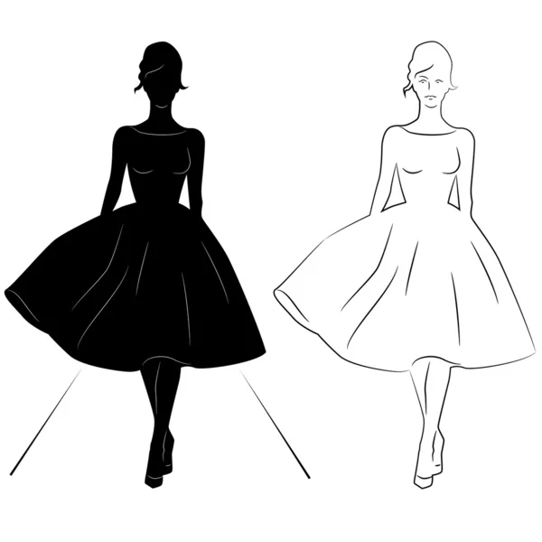 Woman silhouette on the runway — Stock Vector