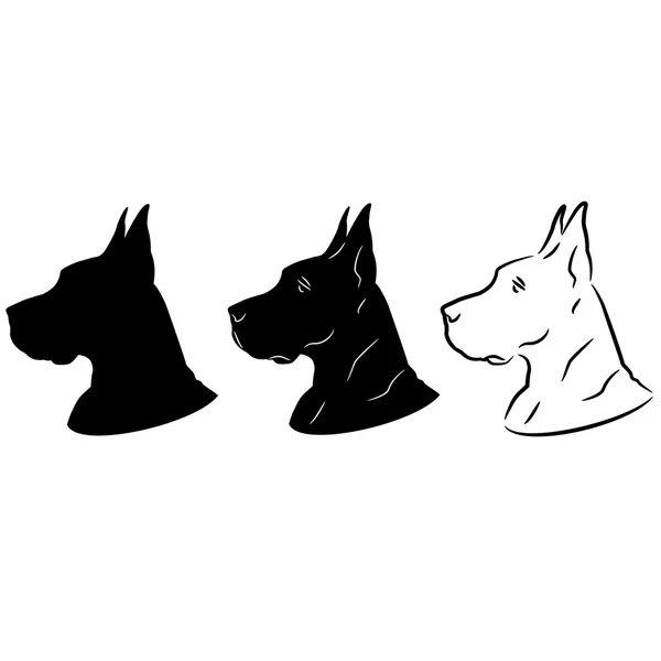 Hond portret silhouet — Stockvector