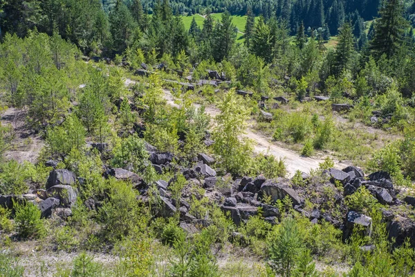 Verlassener Steinbruch Sommerwald Alter Travertinsteinbruch — Stockfoto