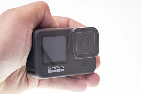 Piatra Neamt Romania Septiembre 2020 Mano Sosteniendo Nuevo Modelo Gopro —  Fotos de Stock