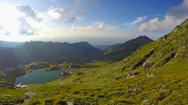 Balea Λίμνη Και Transfagarasan Δρόμο Δει Από Ψηλά Καλοκαίρι Τοπίο — Αρχείο Βίντεο