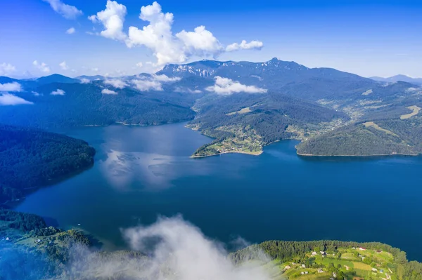 Letecká Krajina Letního Jezera Zelené Hory Rumunských Karpat Ceahlau Massif — Stock fotografie