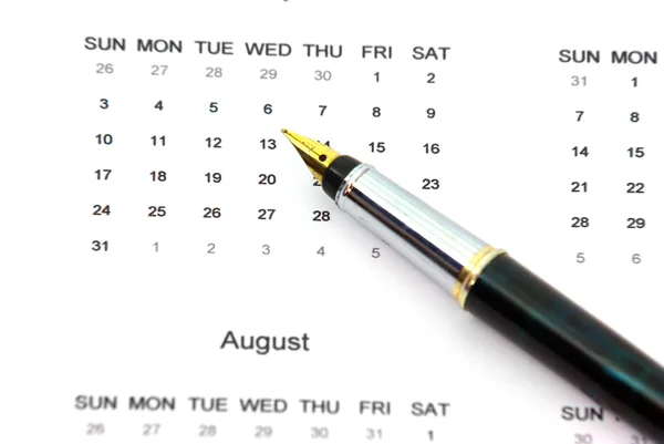 Stift im Kalender — Stockfoto