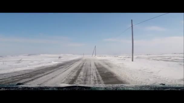 Camino nevado — Vídeo de stock