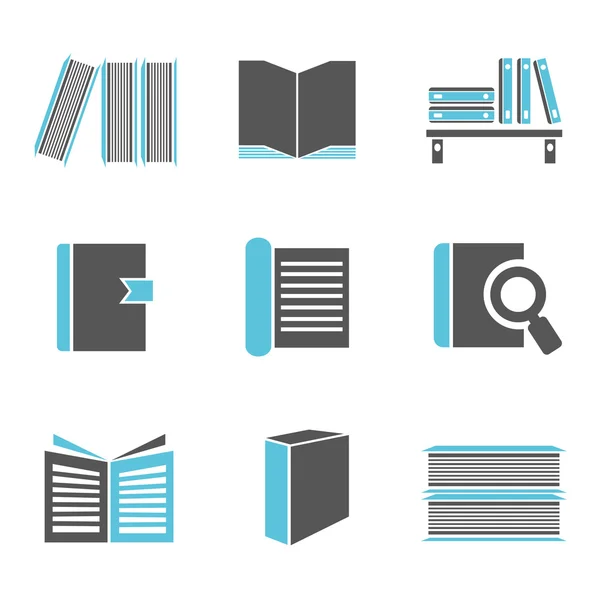 Libro iconos conjunto — Vector de stock