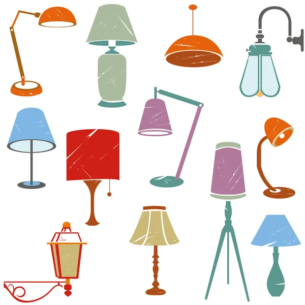 Ensemble d'icônes de lampe — Image vectorielle