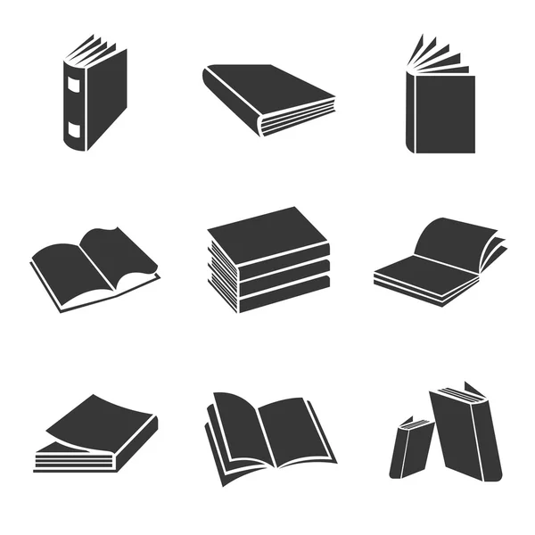 Icone del libro di silhouette — Vettoriale Stock