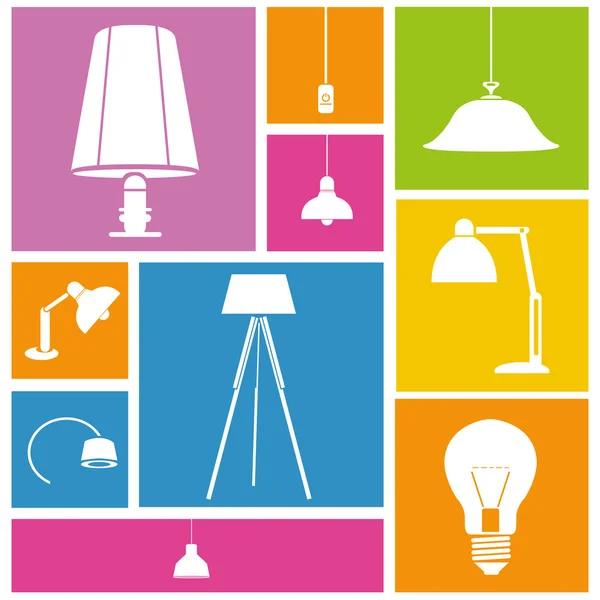 Lampe und Innenarchitektur — Stockvektor