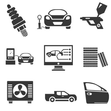 Otomotiv simgeler, araba parçaları ve garaj simgeler
