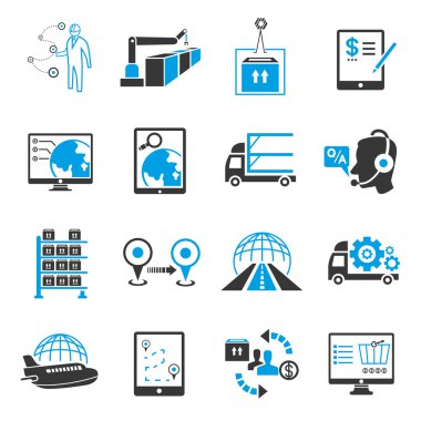 Icon set nakliye, blue Tema