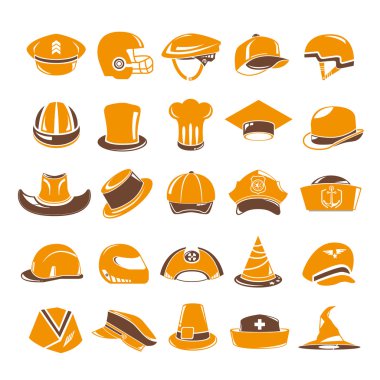 şapka Icons set, orange Tema