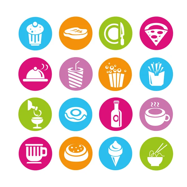 Conjunto de ícones de comida, botões —  Vetores de Stock