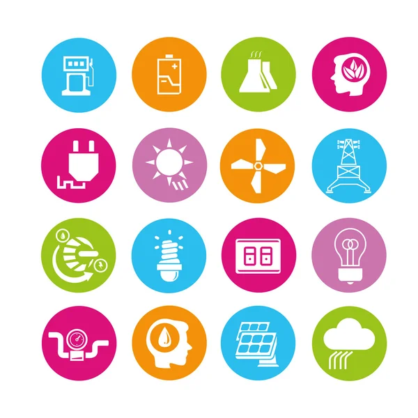 Energy icons set, buttons — Stock Vector