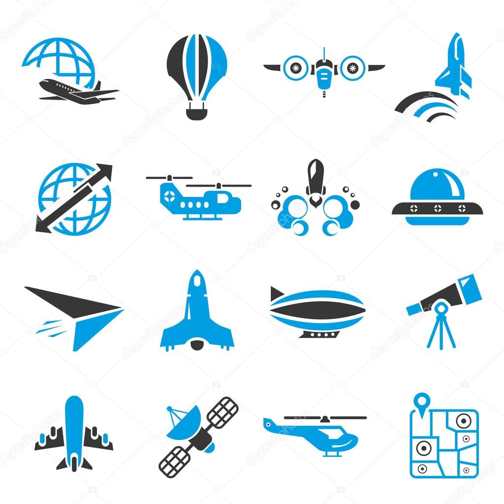 transport and airplane icons