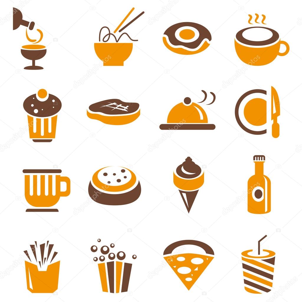 food icons, orange theme