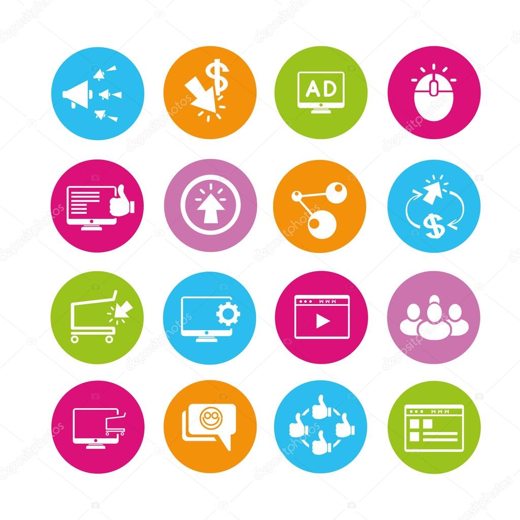 online marketing icons set, buttons