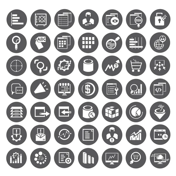 Iconos de big data, iconos de gestión de datos — Vector de stock