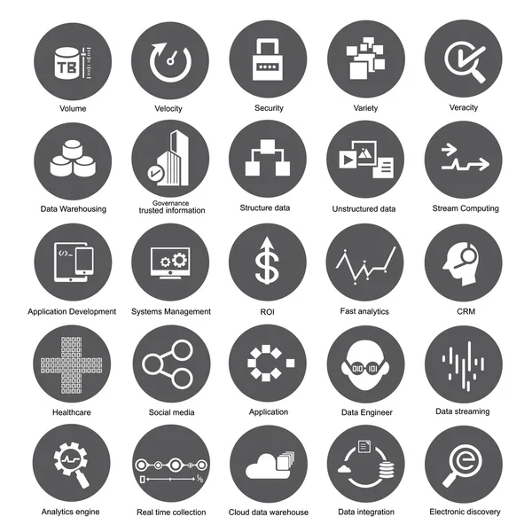 Big data icons, data management icons — Stock Vector