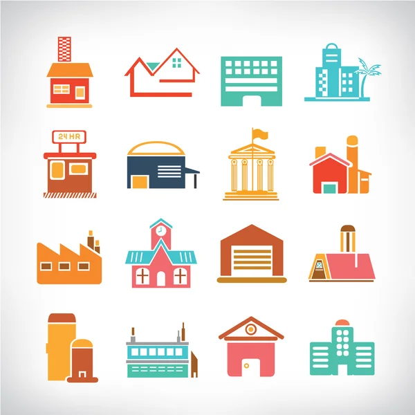 Cute collection of City, Town Buildings — Stock Vector