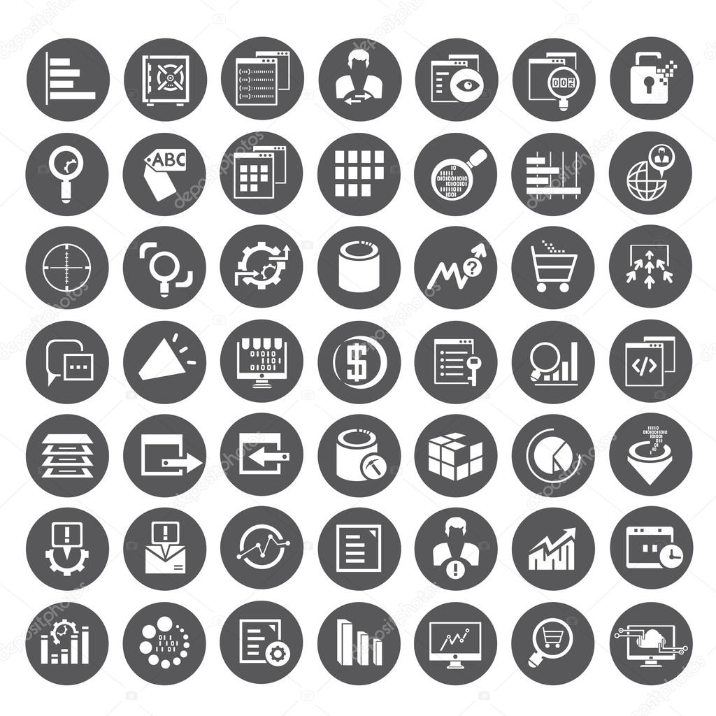 big data icons, data management icons
