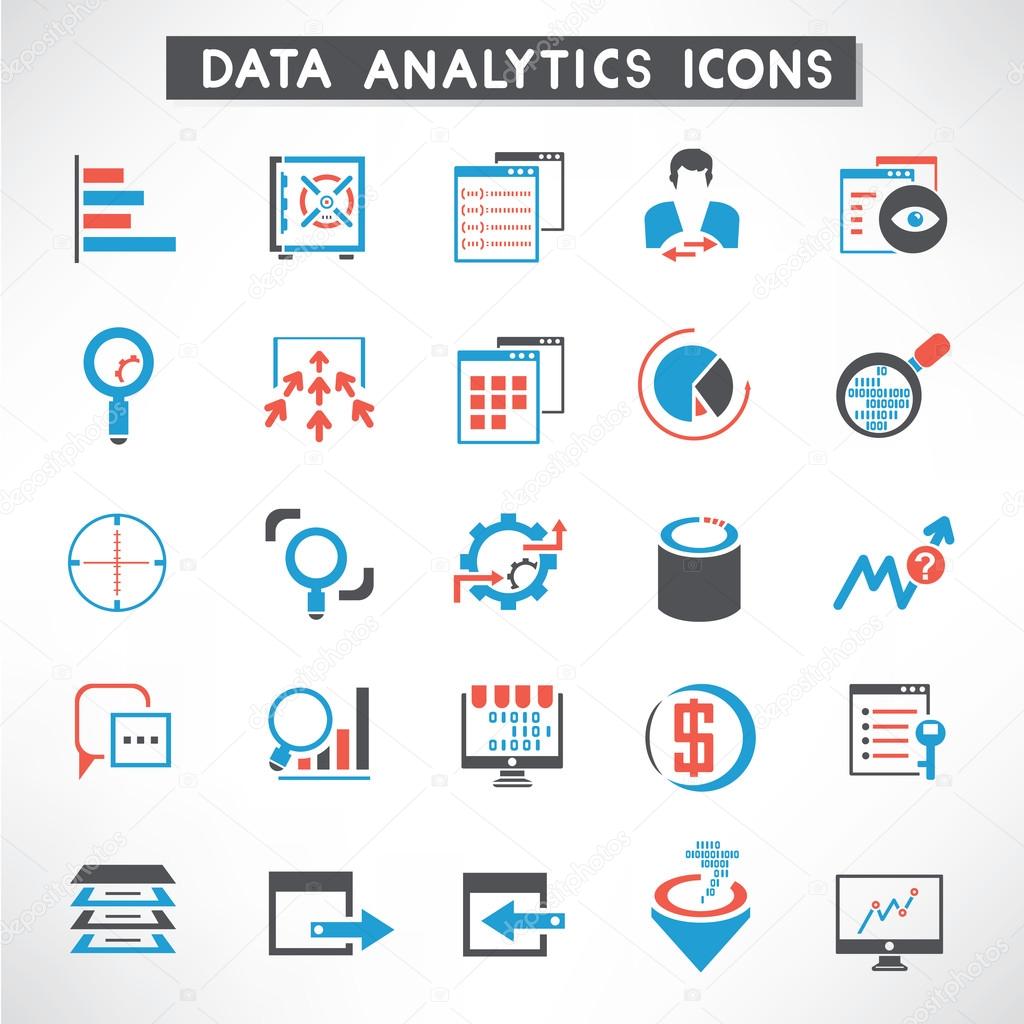 data analytic icons set